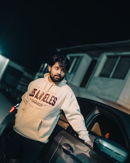 Los Angeles Premium Hoodie – Ivory, Thick Cotton, Unisex Fit