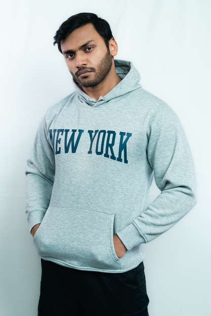 New York Premium Hoodie – Grey, Thick Cotton, Unisex Fit