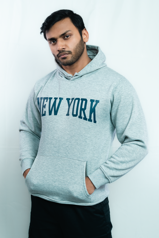 New York Premium Hoodie – Grey, Thick Cotton, Unisex Fit