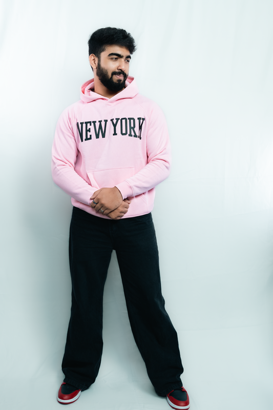 New York Premium Hoodie – Pink, Thick Cotton, Unisex Fit