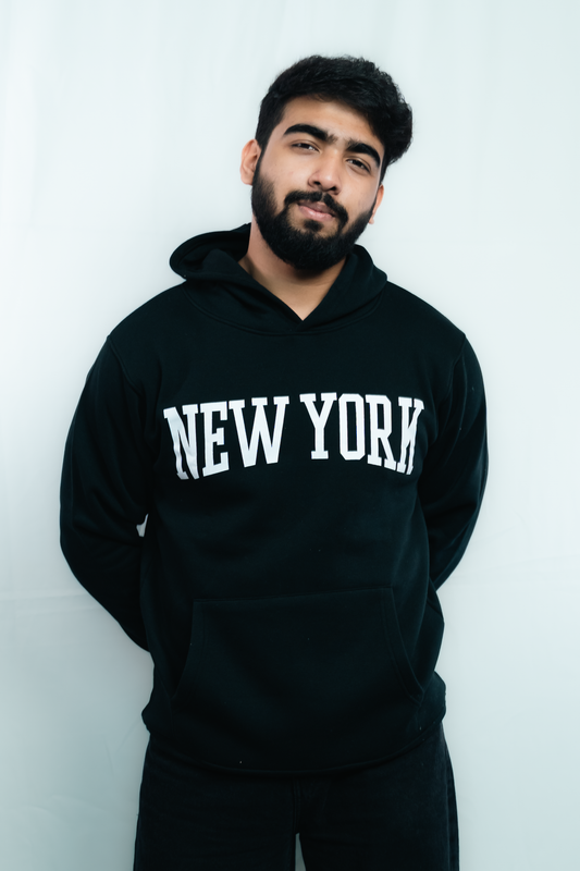 New York Premium Hoodie – Black, Thick Cotton, Unisex Fit