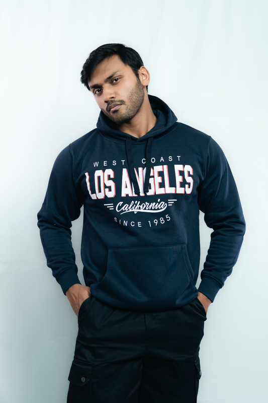 Los Angeles Premium Hoodie – Navy Blue, Thick Cotton, Unisex Fit