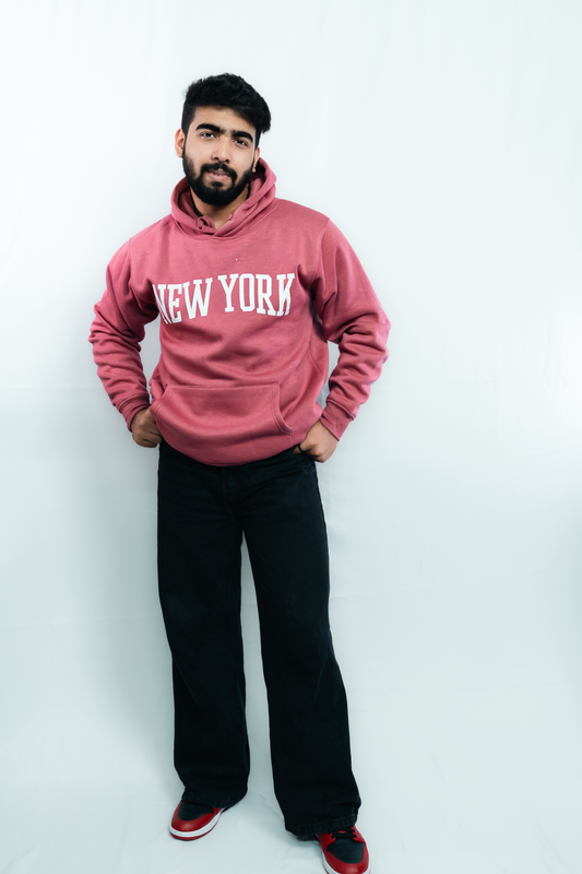 New York Premium Hoodie – Rose, Thick Cotton, Unisex Fit