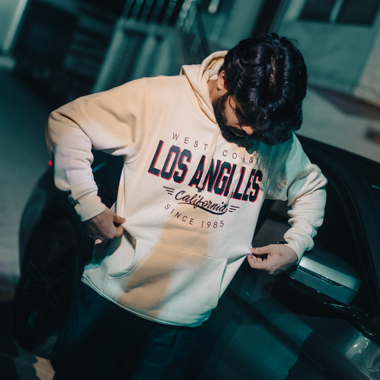 Los Angeles Premium Hoodie – Ivory, Thick Cotton, Unisex Fit